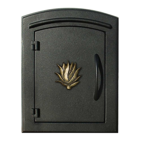 Qualarc Drop Chute Mailbox w/"Decorative AGAVE Logo" Faceplate, Black MAN-S-1406-BL